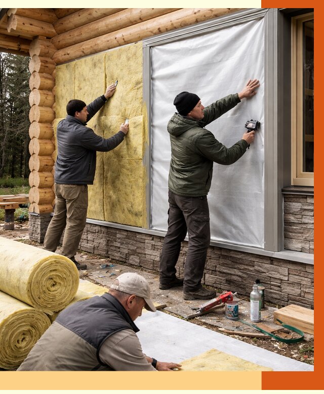 Утепление бревенчатого дома в Апшеронске от 7840 руб/м2 — заказать под ключ | ТепломастерПшр